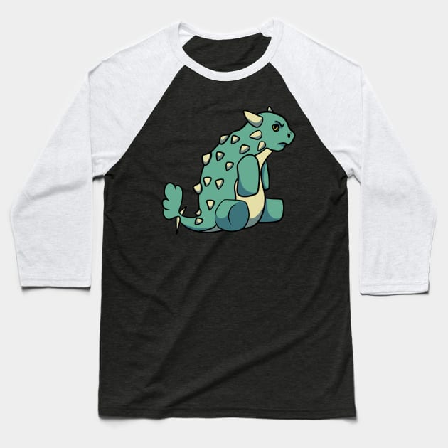 Grumpy ankylosaurus Baseball T-Shirt by Pint-Size Design